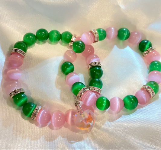 pink and green arm candy