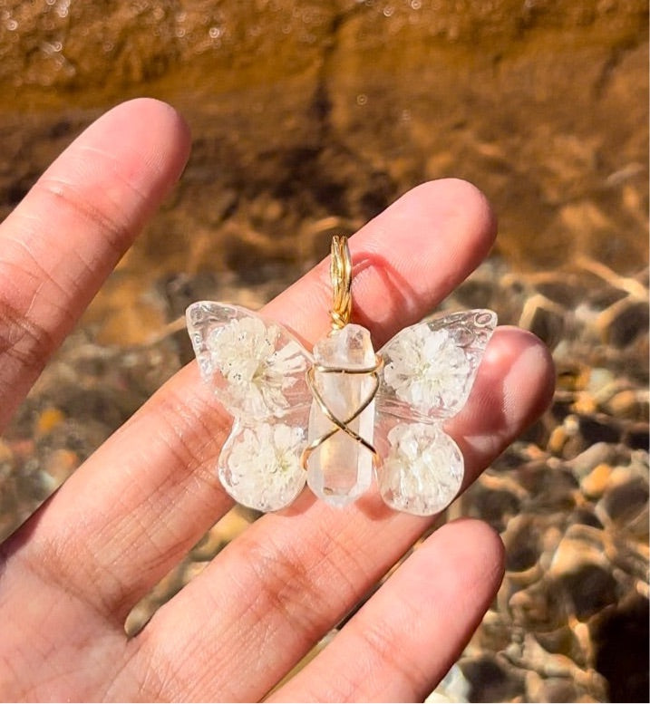 quartz butterfly necklace